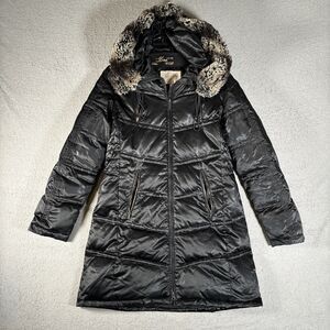 Laundry By Shelli Segal Long Down Puffer Jacket Thigh Length Size Medium Black‎